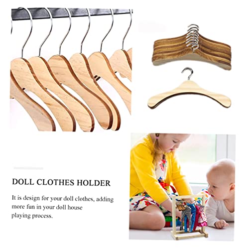 12pcs Wooden Mini Doll Clothes Hangers Doll Clothing Rack for Room Organization Natural for Daily Use and Replacement