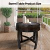 Medieval Retro Wine Barrel Design Coffee Table Wooden Round Creative End Table for Indoor Outdoor, 23" Brown Barrel Tables for