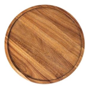 13.8 Inch Wooden Serving Tray,Round Wooden Decorative Serving Tray for Coffee Table and Home Decor, Round Wood Trays for Table