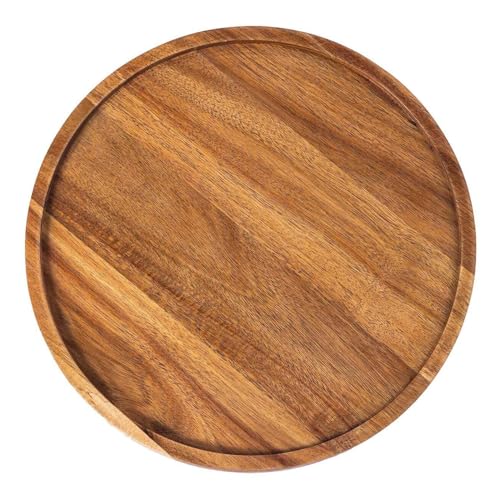 13.8 Inch Wooden Serving Tray,Round Wooden Decorative Serving Tray for Coffee Table and Home Decor, Round Wood Trays for Table