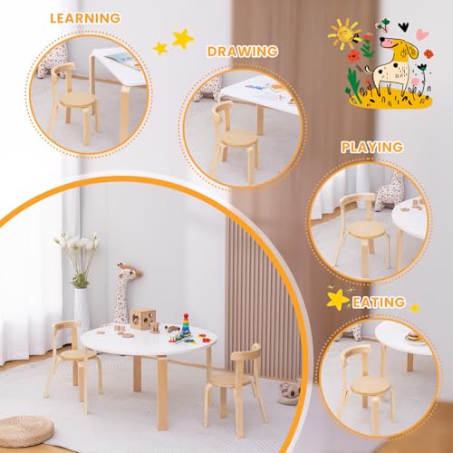 Wooden Kids Chair, Toddler Chair for Table, Kids Stackable Chairs, Kid Wooden Furniture for Family/Playroom/Classroom（Set of