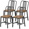 Dining Chairs Set of 4, Wooden Kitchen Chairs, Farmhouse Dining Chairs with Back Support, for Living Room, Kitchen, Rustic Brown