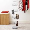 4-Tier Revolving Shoe Tree, Heavy-Duty Steel with Stabilized Base, Holds 24 Pairs of Shoes, Great for Most Styles, Chromelike