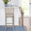 Keira Natural Rustic Wooden Folding Counter Stool with Beige Upholstered Seat and Back