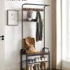 Coat Rack, Hall Tree with Shoe Bench for Entryway, Entryway Bench with Coat Rack, 4-in-1, with 9 Removable Hooks, a Hanging Rod,