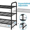 3-Tier Stackable Shoe Rack, Expandable & Adjustable Shoe Shelf Storage Organizer, Wire Grid, Black