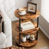 Small Round End Table - 3 Tier Design Accent Table, Narrow Side or Bedside Stand, Industrial Vintage Nightstand for Bedroom,