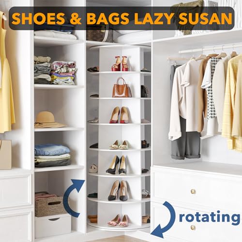 7 Tier Rotating Shoe Rack Tower, Spinning Shoe Display Lazy Susan, Revolving 360 Shoe Rack Storage Round Carousel, Vertical