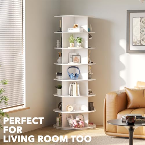 7 Tier Rotating Shoe Rack Tower, Spinning Shoe Display Lazy Susan, Revolving 360 Shoe Rack Storage Round Carousel, Vertical