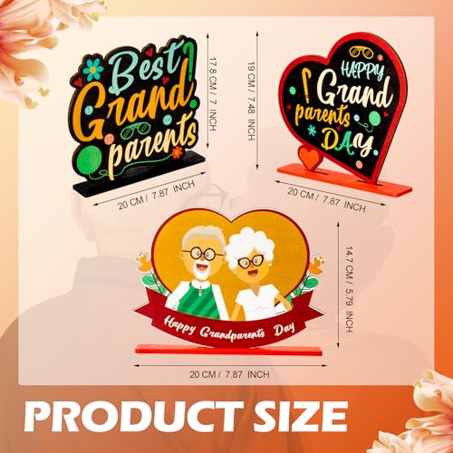 3 Pcs Grandparents Day Wooden Table Centerpieces Decoration Grandparents Gifts from Grandkids Table Topper Sign Wood Craft Kit