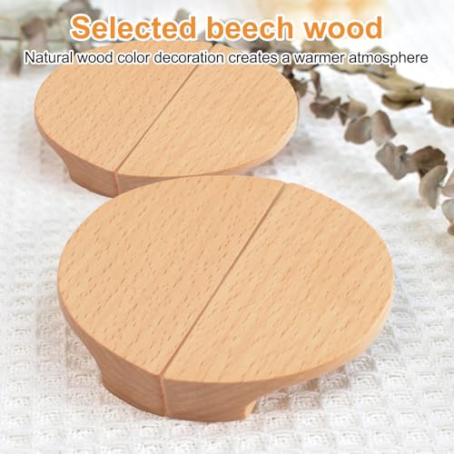 Half Moon Drawer Handles, 4PCS Wooden Semi Circle Pulls Beech Wood Wardrobe Hardware Double Hole Handle for Cabinet Door