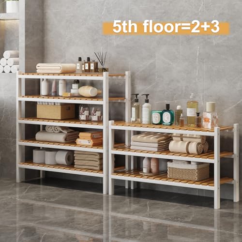 Bamboo Shoe Rack Organizer for Closet and Entryway-Space-Saving Narrow Shoe Stand-Versatile Shoe Holder for Door or Closet