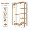 Bamboo Garment Rack 6 Tier Storage Shelves Clothes Hanging Stand with Side Hooks, Heavy Duty Clothing Rack Portable Wardrobe