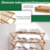 4 Tier Bamboo Shoe Rack,Portable Folding Shoe Storage Rack,Without Installation Small Shoe Rack Perfect for Corridors, Bedrooms