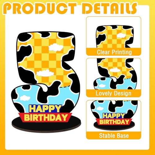 Cartoon Blue Cloud Cow Themed 5th Birthday Centerpiece Number Sign 5th Birthday Party Supplies Cartoon Story Themed Pattern