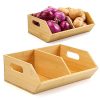 2 Set Bamboo Storage Bins, Pantry Organizers and Storage, Kitchen Countertop Organization and Storage Basket for Produce,