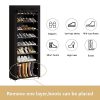 9 Tier Shoe Rack Organizer,Portable Shoe Shelf with Nonwoven Fabric Cover for Closet Hallway,Bedroom,Entryway,Black