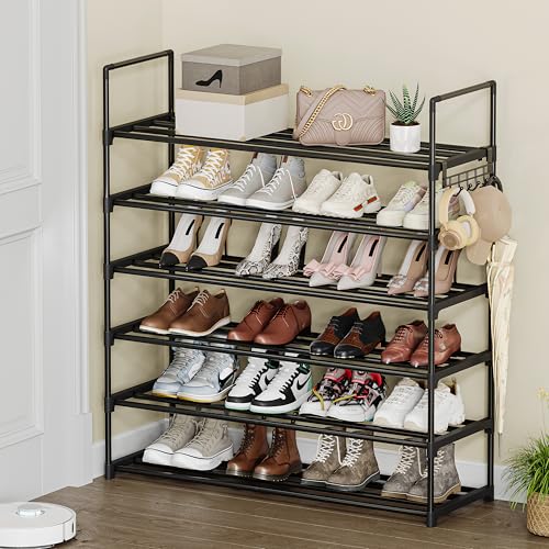 6 Tier Shoe Rack, Shoe Rack for Closet, Shoe Organizer for Entryway, Shoe Storage for Front Door Entrance & Entryway, Large Shoe