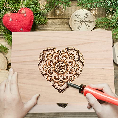 2 Pcs Large Unfinished Wooden Box with Hinged Lid and Front Clasp, Rectangle Unpainted Crafts DIY Wood Boxes Treasure Chest