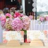 24 Pcs Large Size Stable Wooden Table Number Holders 2. 4 Inch Wedding Table Name Stand Semicircular Design Place Card Holder