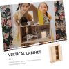 Mini House Wooden Cabinet Miniature Dollhouse Wardrobe Unpainted Mini Furniture for DIY