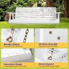 Upgraded Patio Wooden Porch Swing for Courtyard & Garden, Heavy Duty 880 LBS Swing Chair Bench with Hanging Chains for Outdoors