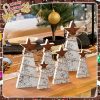 6 Pcs Wooden Christmas Tree Tabletop Decoration Christmas Trees Table Centerpieces Rustic Tiered Tray Decor with Iron Star Hemp