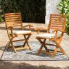 , Percy Chairs Heavy Duty 400lbs Capacity Set of 2 w/Cushion, FSC Acacia Outdoor Furniture, Teak Finish, Fully Assembled, Wood