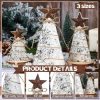 6 Pcs Wooden Christmas Tree Tabletop Decoration Christmas Trees Table Centerpieces Rustic Tiered Tray Decor with Iron Star Hemp